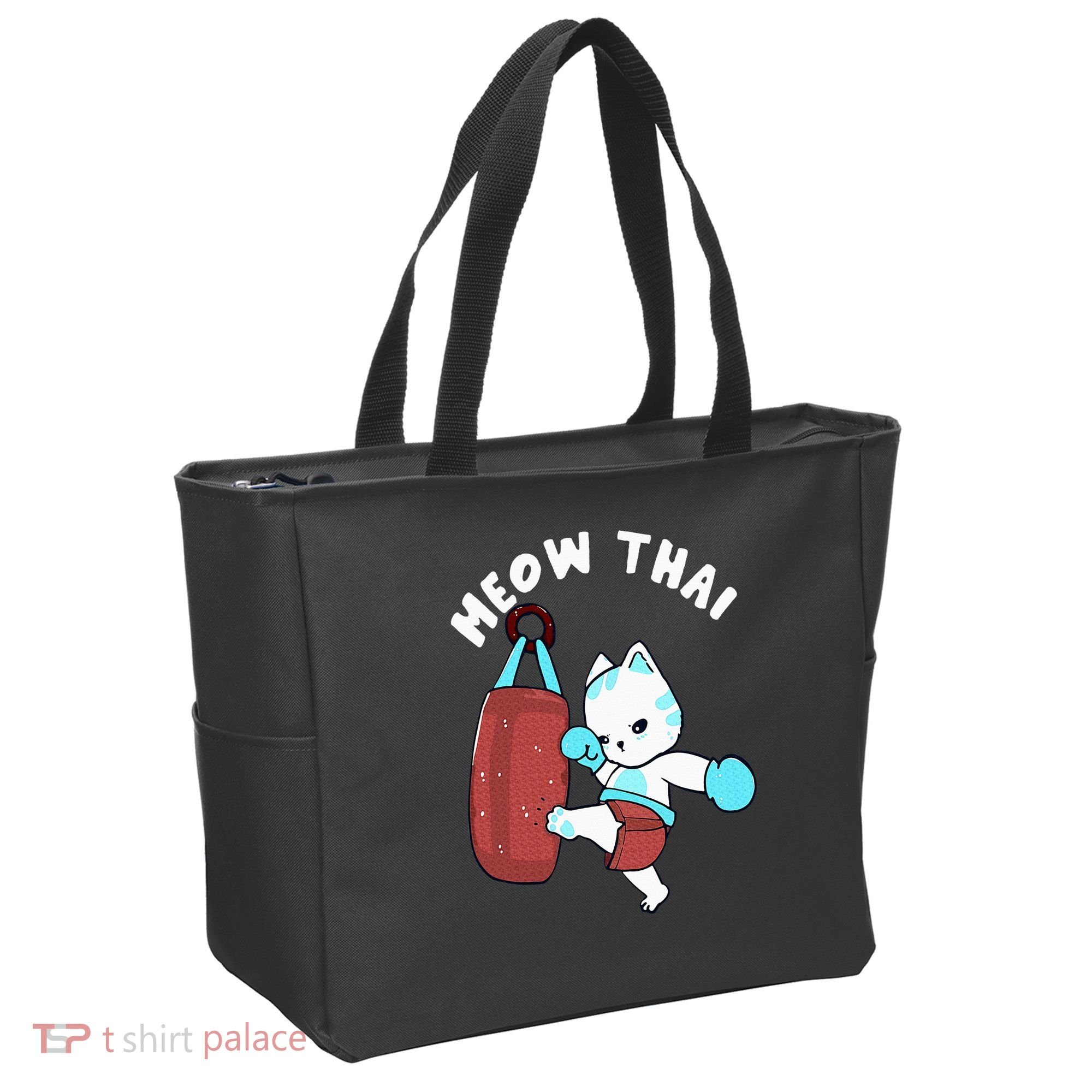 Muay Thai Cat Meow Thai Punching Bag Fighting Sport Tote Bag