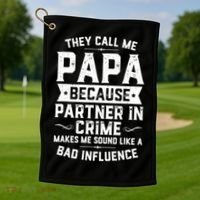 Mens They Call Me Papa Because Partner In Crime Shirt Fathers Day TShirt Golf Towel thumb 1