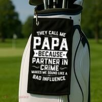 Mens They Call Me Papa Because Partner In Crime Shirt Fathers Day TShirt Golf Towel thumb 2