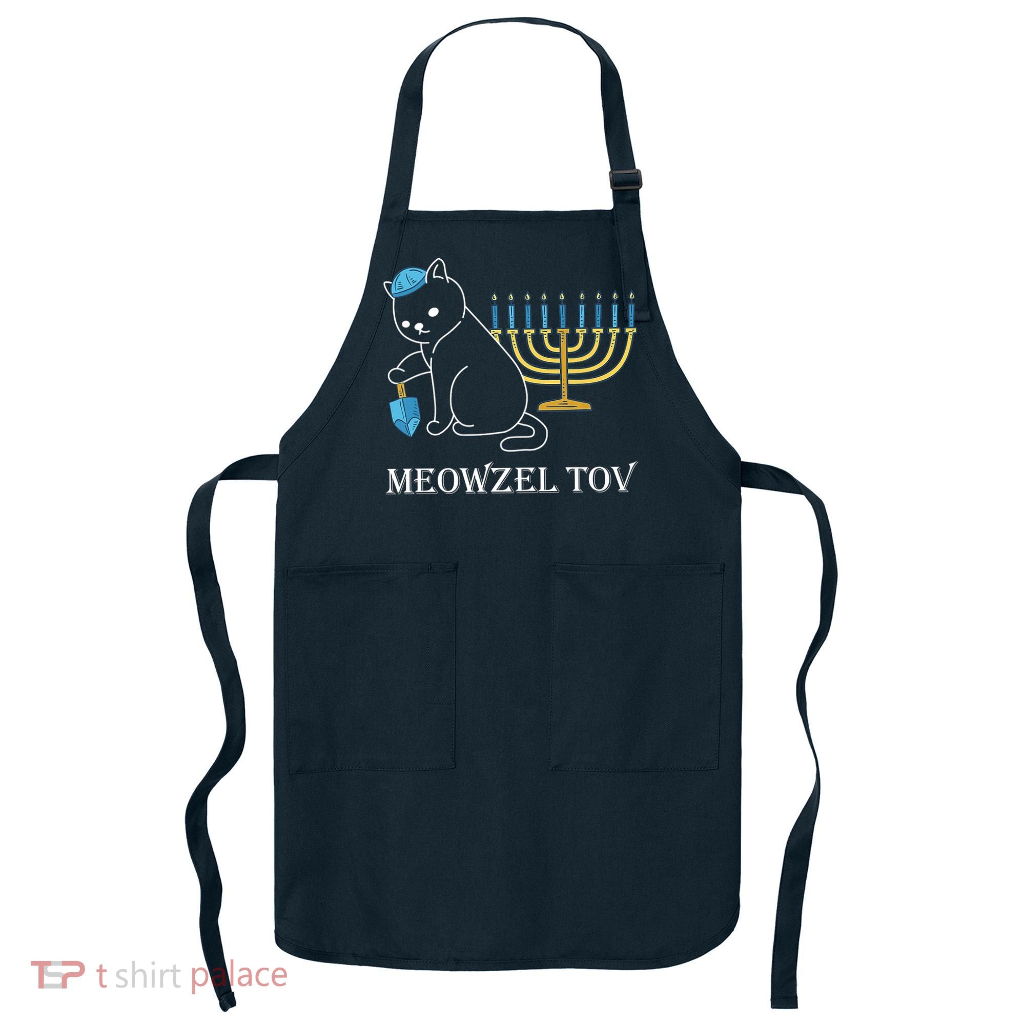 Meowzel Tov Chanukah Jewish Cat Owner Ugly Hanukkah Apron