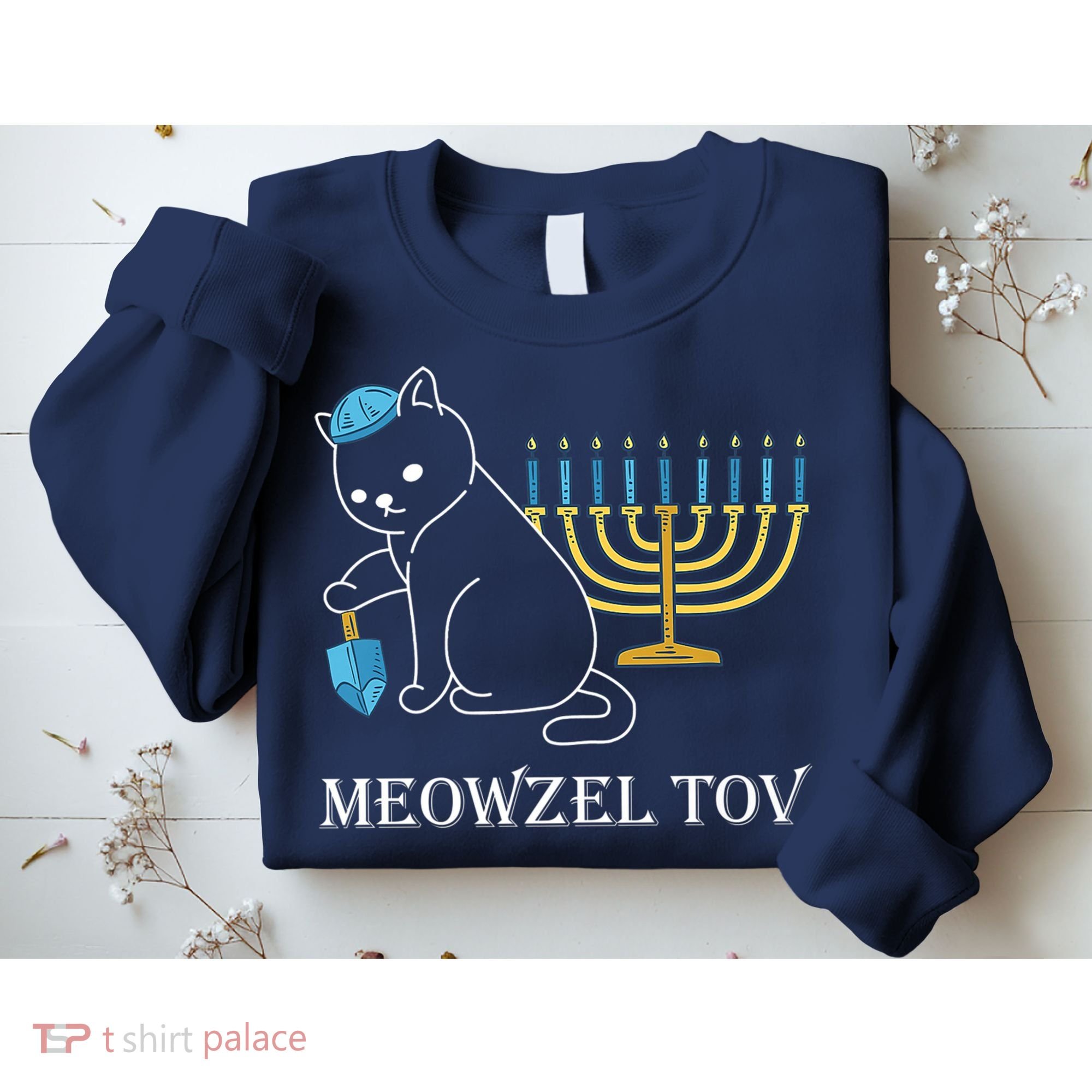 Meowzel Tov Chanukah Jewish Cat Owner Ugly Hanukkah Sweatshirt