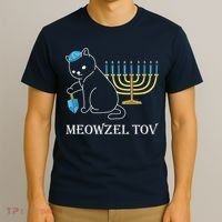 Meowzel Tov Chanukah Jewish Cat Owner Ugly Hanukkah T-Shirt thumb 3