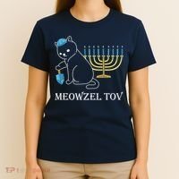 Meowzel Tov Chanukah Jewish Cat Owner Ugly Hanukkah T-Shirt thumb 4