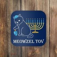 Meowzel Tov Chanukah Jewish Cat Owner Ugly Hanukkah Coaster thumb 0