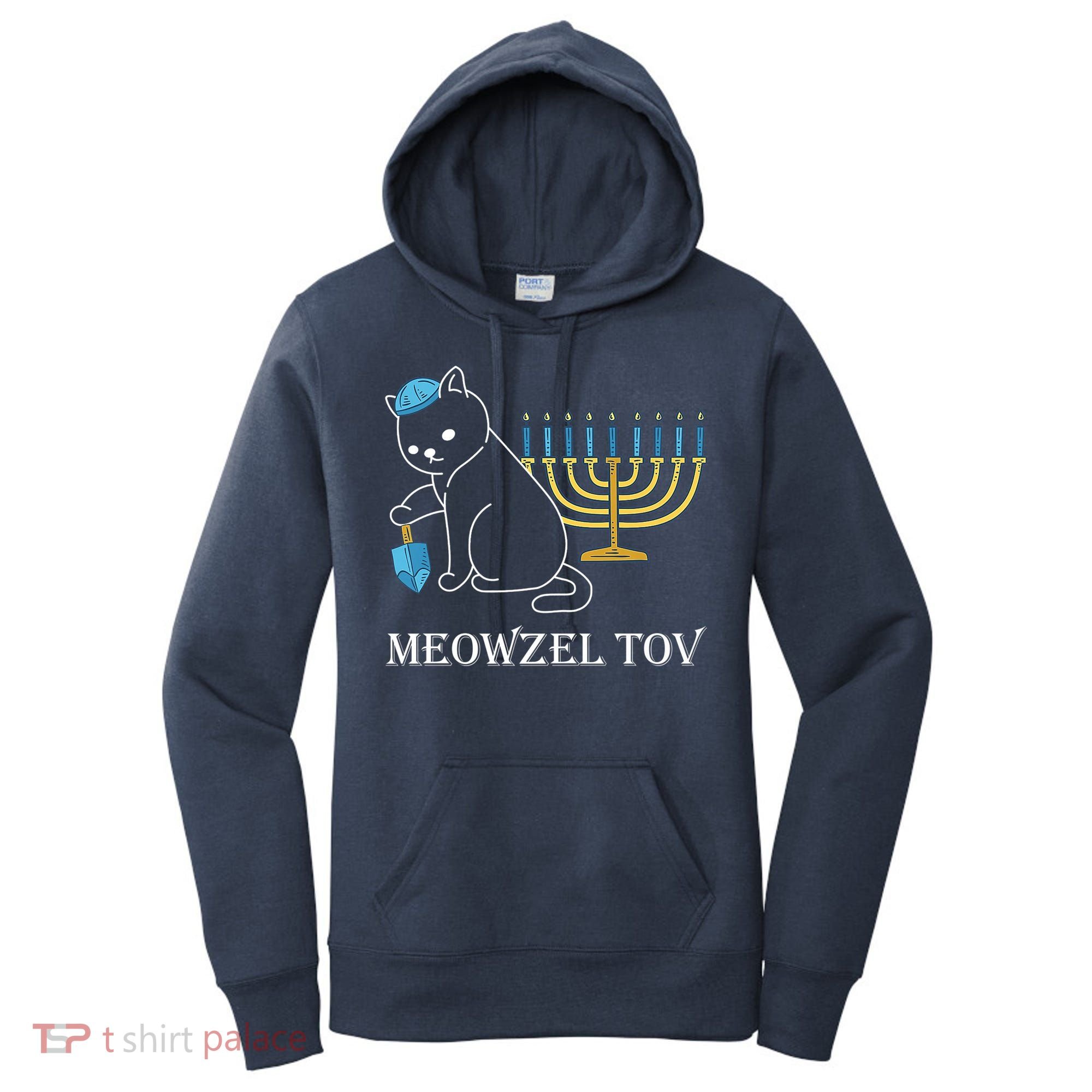 Meowzel Tov Chanukah Jewish Cat Owner Ugly Hanukkah Women's Hoodie