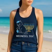 Meowzel Tov Chanukah Jewish Cat Owner Ugly Hanukkah Women's Tank Top thumb 2