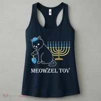 Meowzel Tov Chanukah Jewish Cat Owner Ugly Hanukkah Women's Tank Top thumb 3