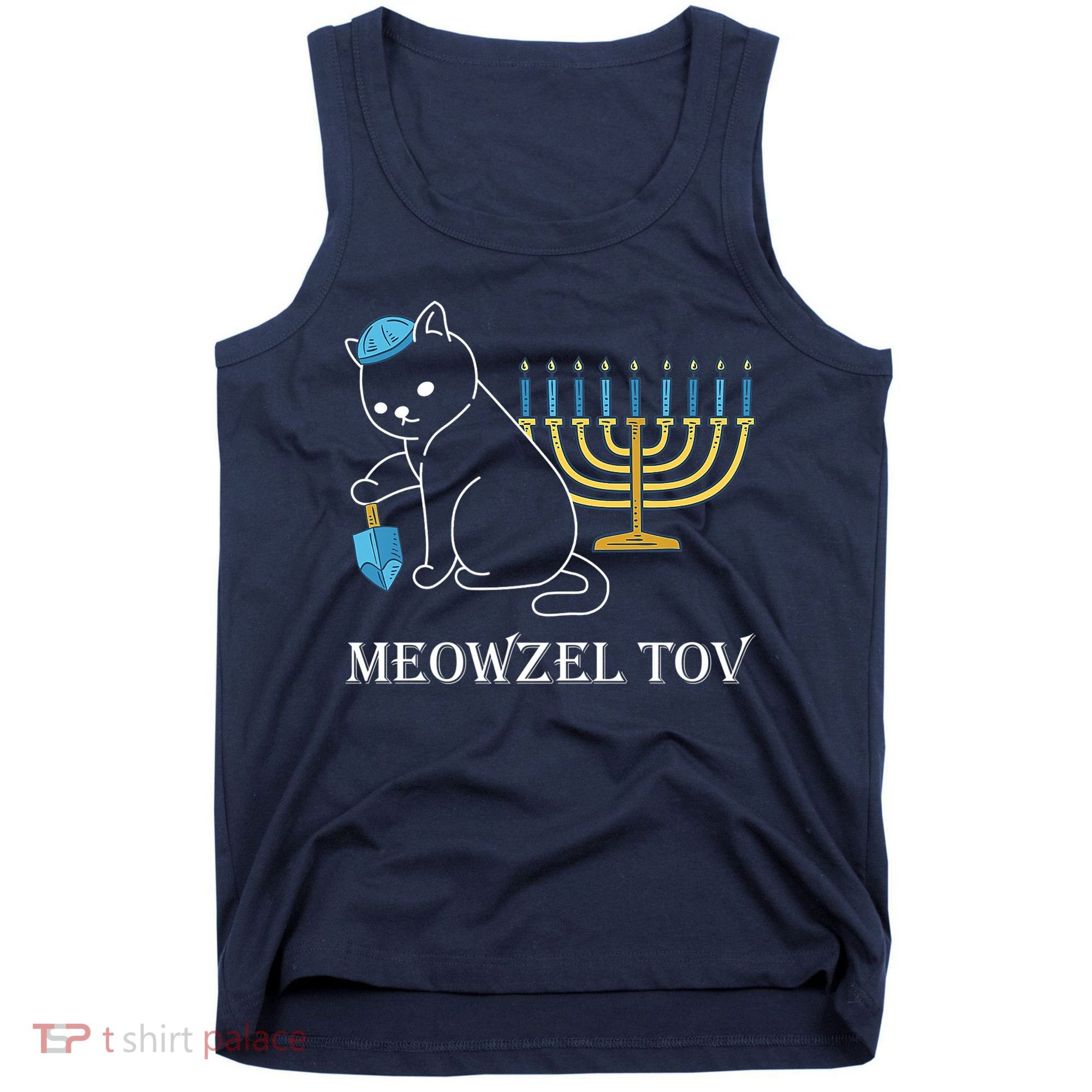 Meowzel Tov Chanukah Jewish Cat Owner Ugly Hanukkah Tank Top