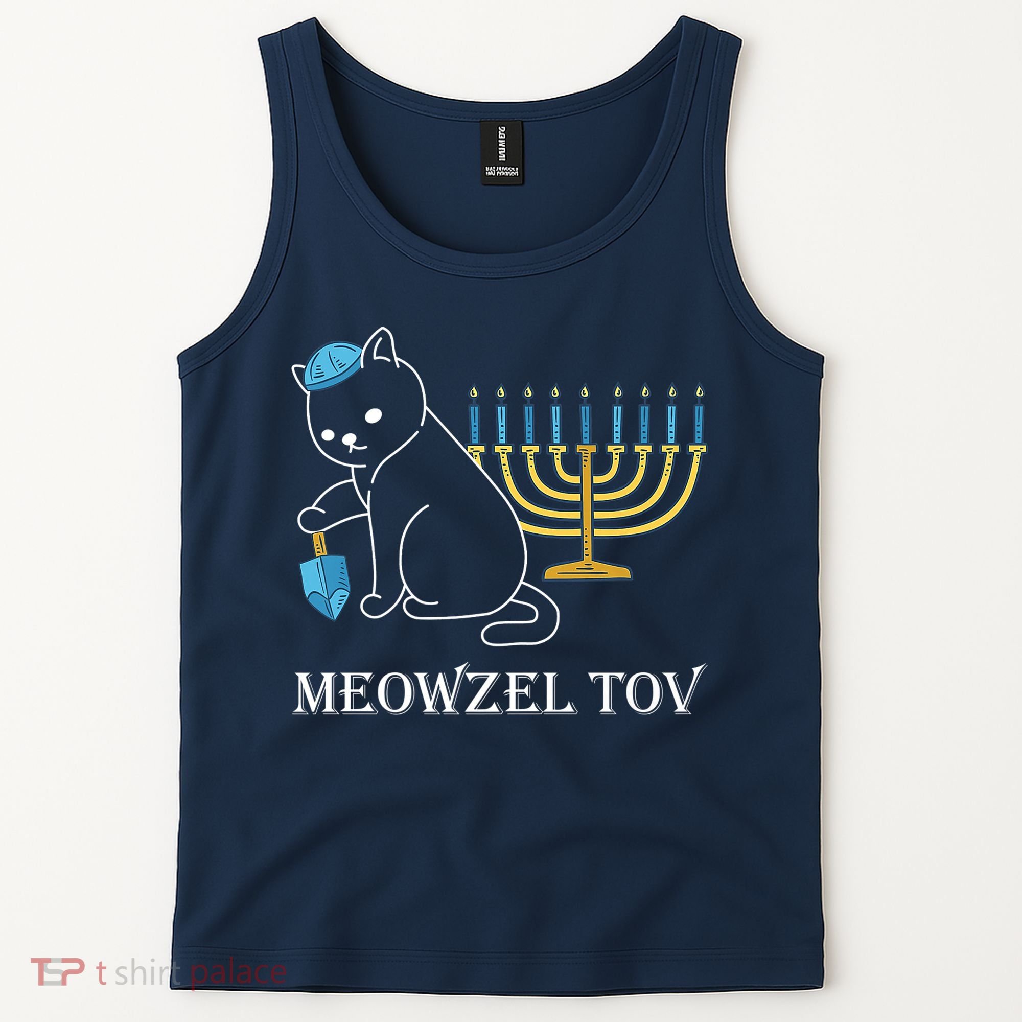 Meowzel Tov Chanukah Jewish Cat Owner Ugly Hanukkah Tank Top