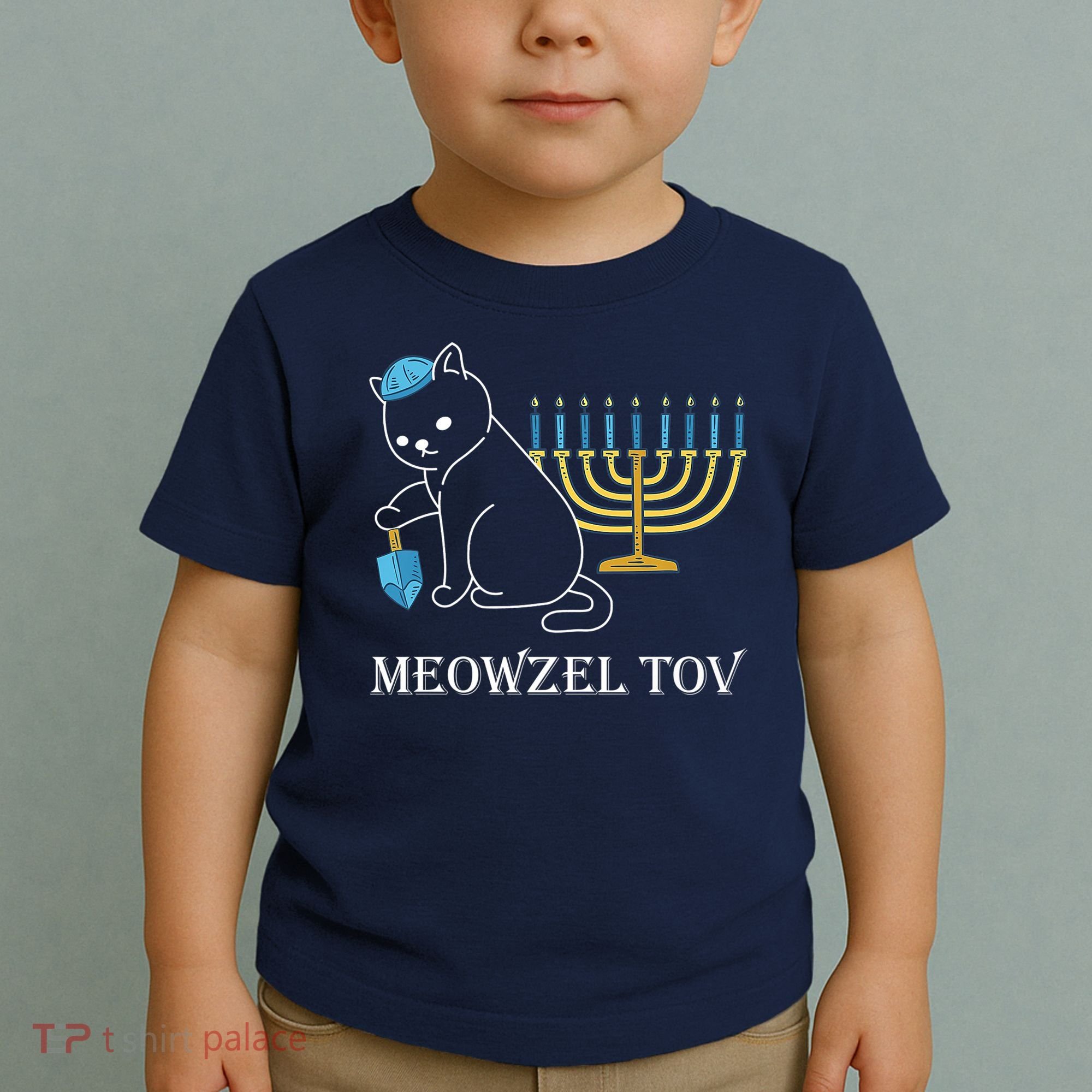 Meowzel Tov Chanukah Jewish Cat Owner Ugly Hanukkah Toddler T-Shirt