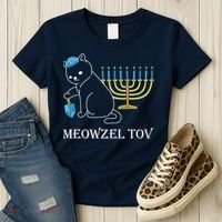 Meowzel Tov Chanukah Jewish Cat Owner Ugly Hanukkah Women's T-Shirt thumb 3