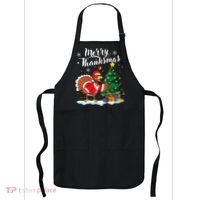 Merry Thanksmas Christmas Turkey Santa Thanksgiving Fall Apron thumb 0