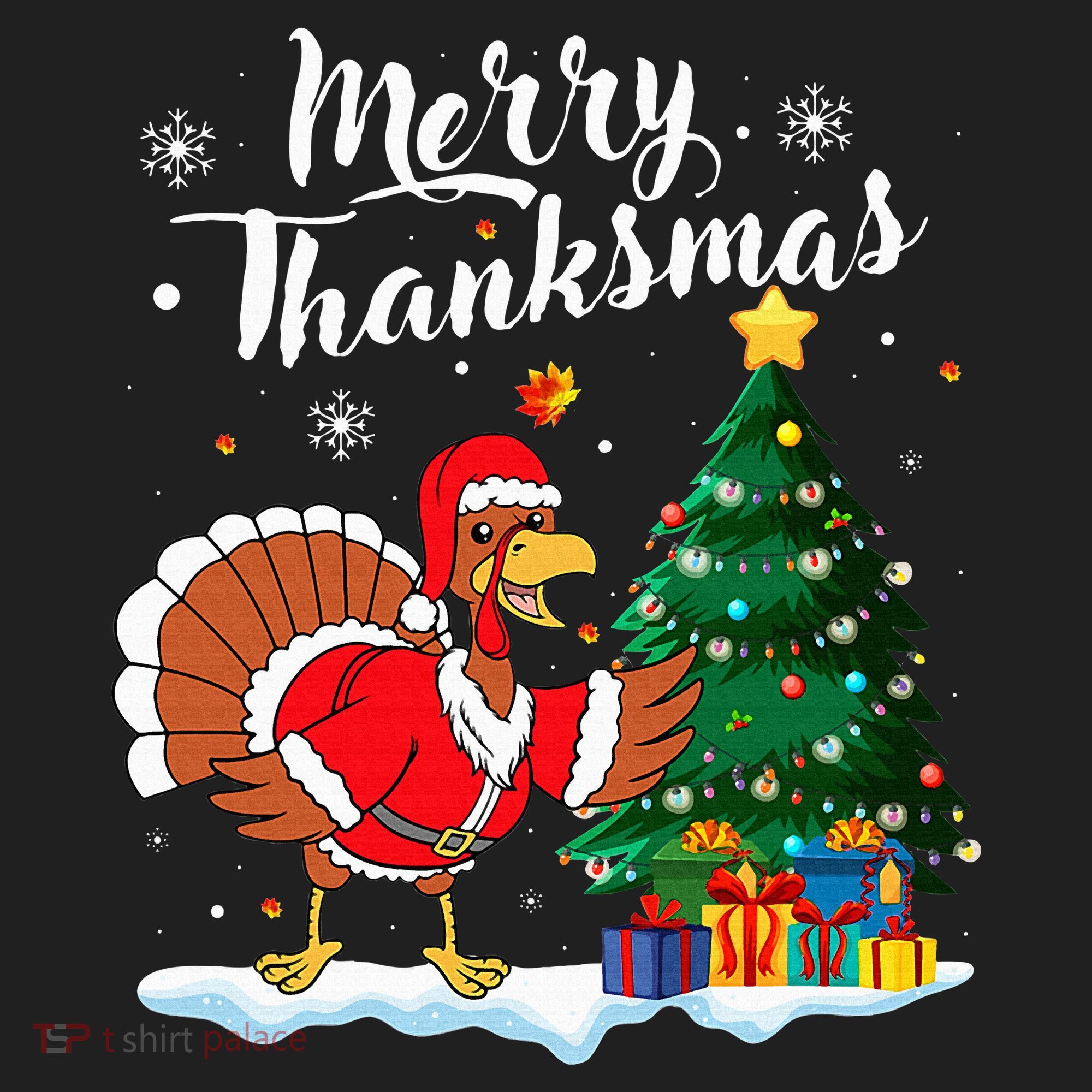 Merry Thanksmas Christmas Turkey Santa Thanksgiving Fall Beanie