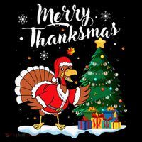 Merry Thanksmas Christmas Turkey Santa Thanksgiving Fall Women's Hoodie thumb 2