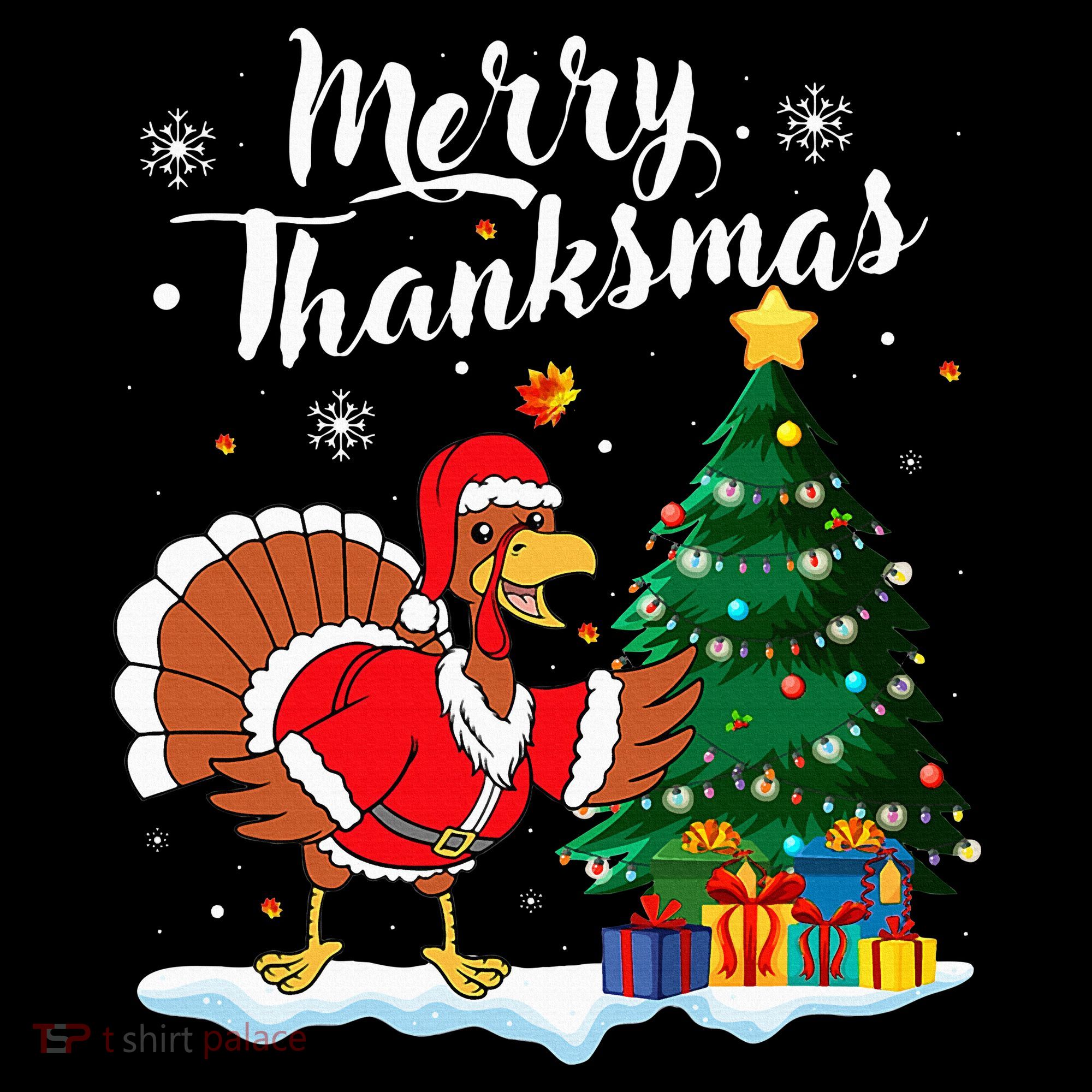 Merry Thanksmas Christmas Turkey Santa Thanksgiving Fall Women's Hoodie