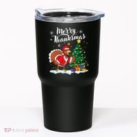 Merry Thanksmas Christmas Turkey Santa Thanksgiving Fall Tumbler thumb 0