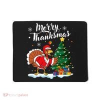 Merry Thanksmas Christmas Turkey Santa Thanksgiving Fall Mousepad thumb 0