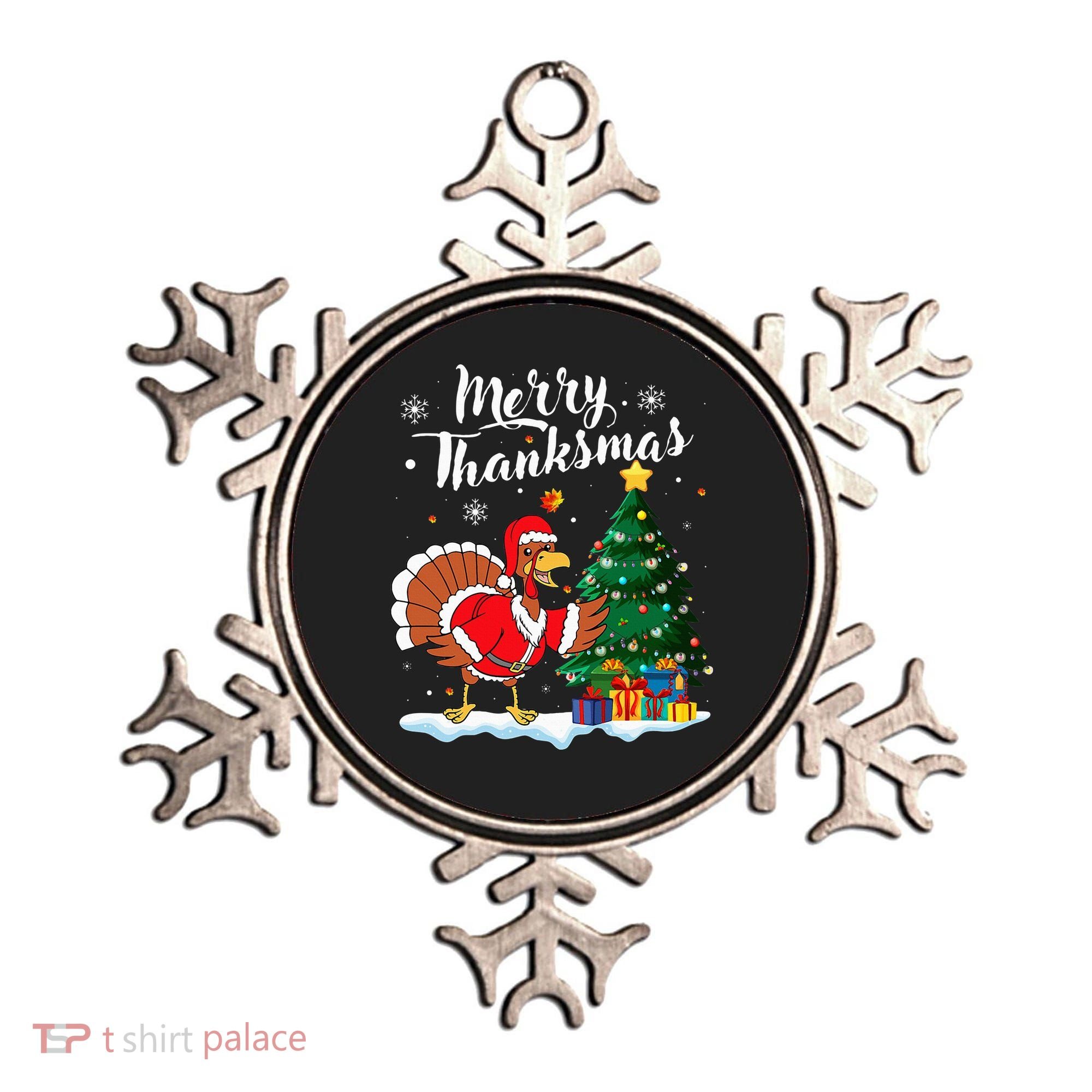 Merry Thanksmas Christmas Turkey Santa Thanksgiving Fall Ornament