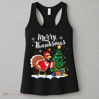 Merry Thanksmas Christmas Turkey Santa Thanksgiving Fall Women's Tank Top thumb 3