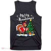 Merry Thanksmas Christmas Turkey Santa Thanksgiving Fall Tank Top thumb 0