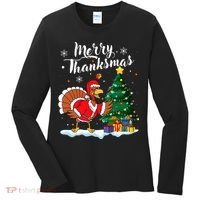 Merry Thanksmas Christmas Turkey Santa Thanksgiving Fall Women's Long Sleeve Shirt thumb 0