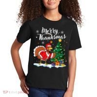 Merry Thanksmas Christmas Turkey Santa Thanksgiving Fall Kids T-Shirt thumb 2