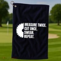 Measure Twice Cut Once Swear Repeat Golf Towel thumb 1