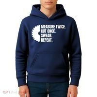 Measure Twice Cut Once Swear Repeat Kids Hoodie thumb 4