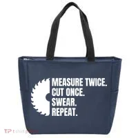 Measure Twice Cut Once Swear Repeat Tote Bag thumb 0