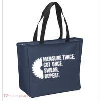 Measure Twice Cut Once Swear Repeat Tote Bag thumb 2