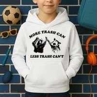More Trach Can Less Trach CanT Funny Raccoon Kids Hoodie thumb 2