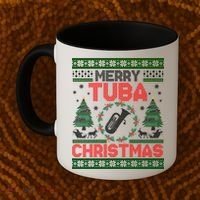 Merry Tuba Christmas Ugly Music Instrument Ugly Xmas Coffee Mug thumb 2