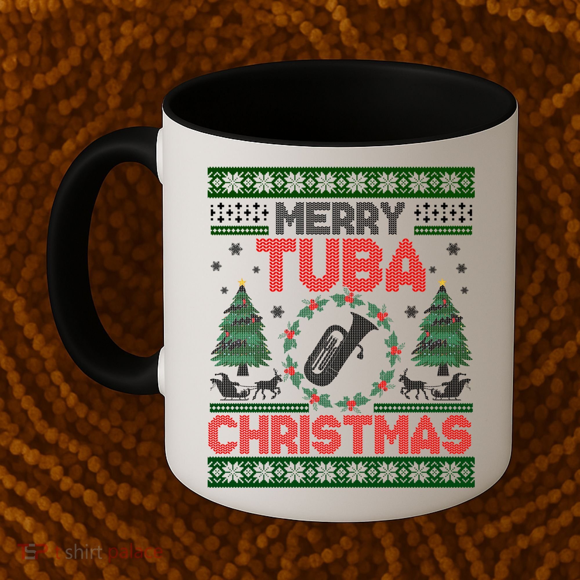 Merry Tuba Christmas Ugly Music Instrument Ugly Xmas Coffee Mug