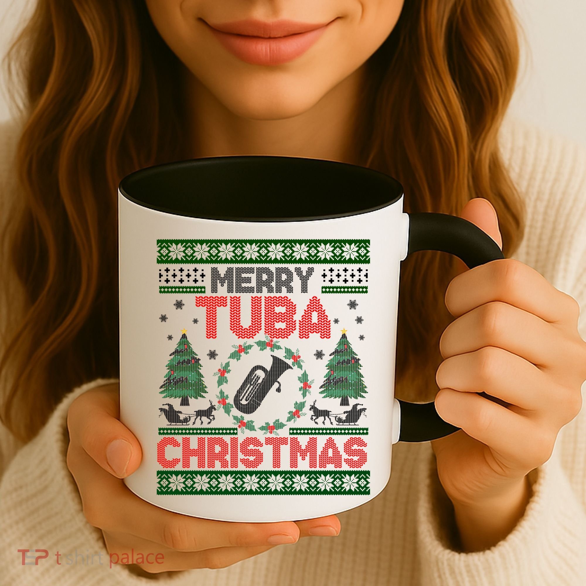 Merry Tuba Christmas Ugly Music Instrument Ugly Xmas Coffee Mug