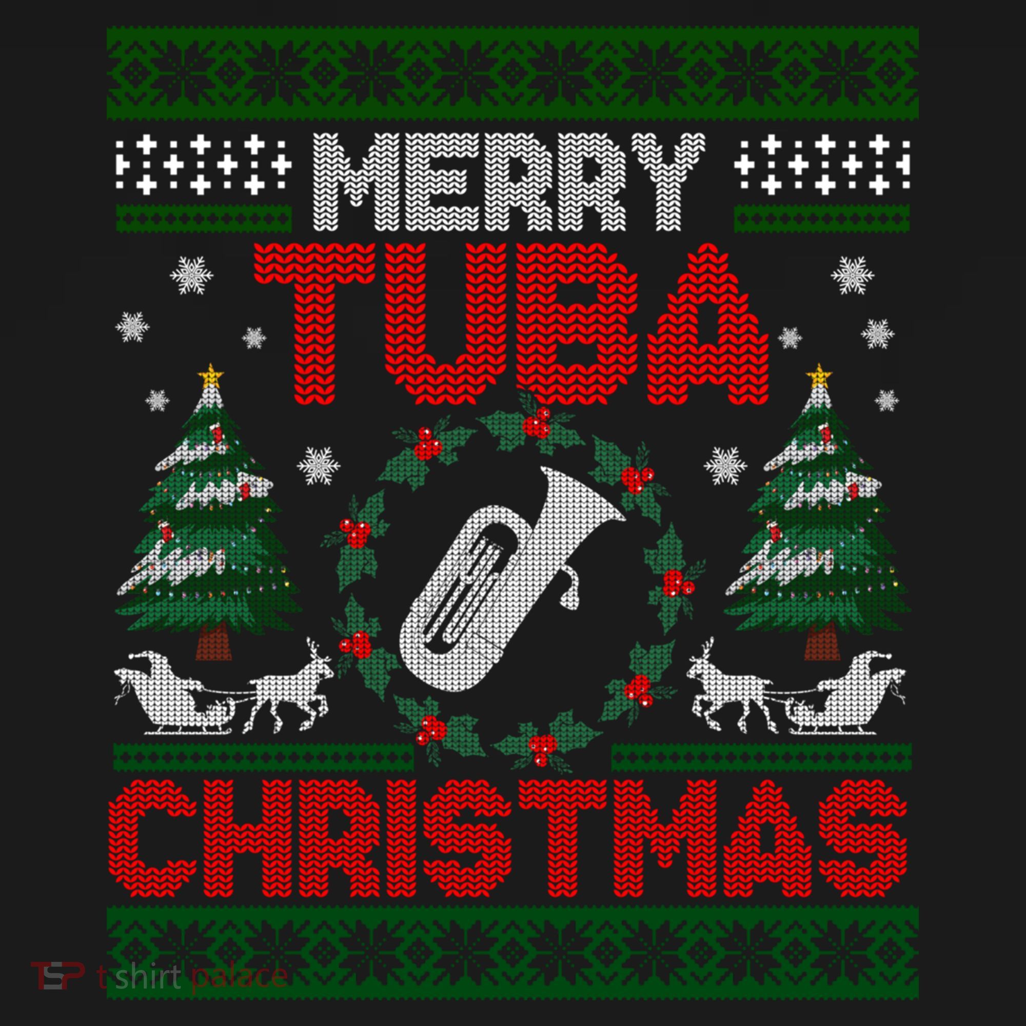 Merry Tuba Christmas Ugly Music Instrument Ugly Xmas Women's Tank Top