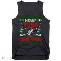 Merry Tuba Christmas Ugly Music Instrument Ugly Xmas Tank Top thumb 0