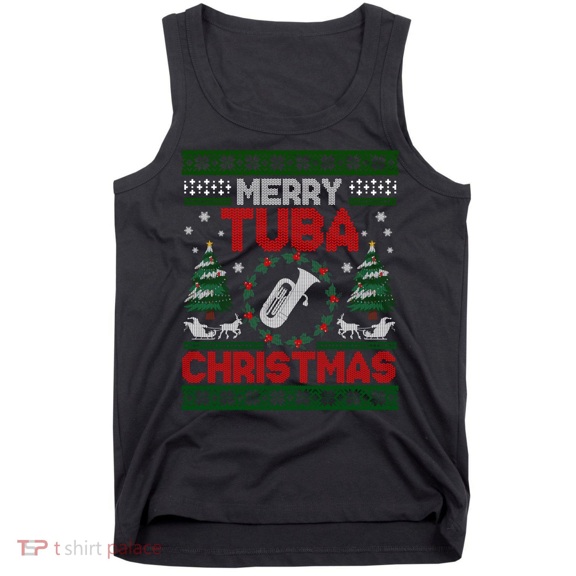 Merry Tuba Christmas Ugly Music Instrument Ugly Xmas Tank Top