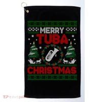 Merry Tuba Christmas Ugly Music Instrument Ugly Xmas Golf Towel thumb 0