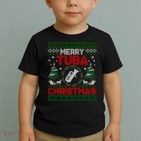 Merry Tuba Christmas Ugly Music Instrument Ugly Xmas Toddler T-Shirt thumb 2