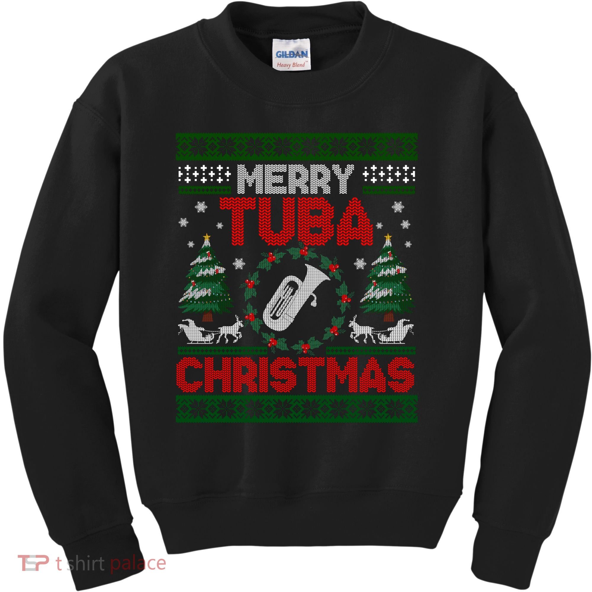 Merry Tuba Christmas Ugly Music Instrument Ugly Xmas Kids Sweatshirt