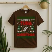Merry Tuba Christmas Ugly Music Instrument Ugly Xmas T-Shirt thumb 2