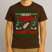 Merry Tuba Christmas Ugly Music Instrument Ugly Xmas T-Shirt thumb 3