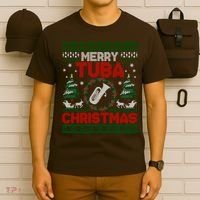 Merry Tuba Christmas Ugly Music Instrument Ugly Xmas T-Shirt thumb 6