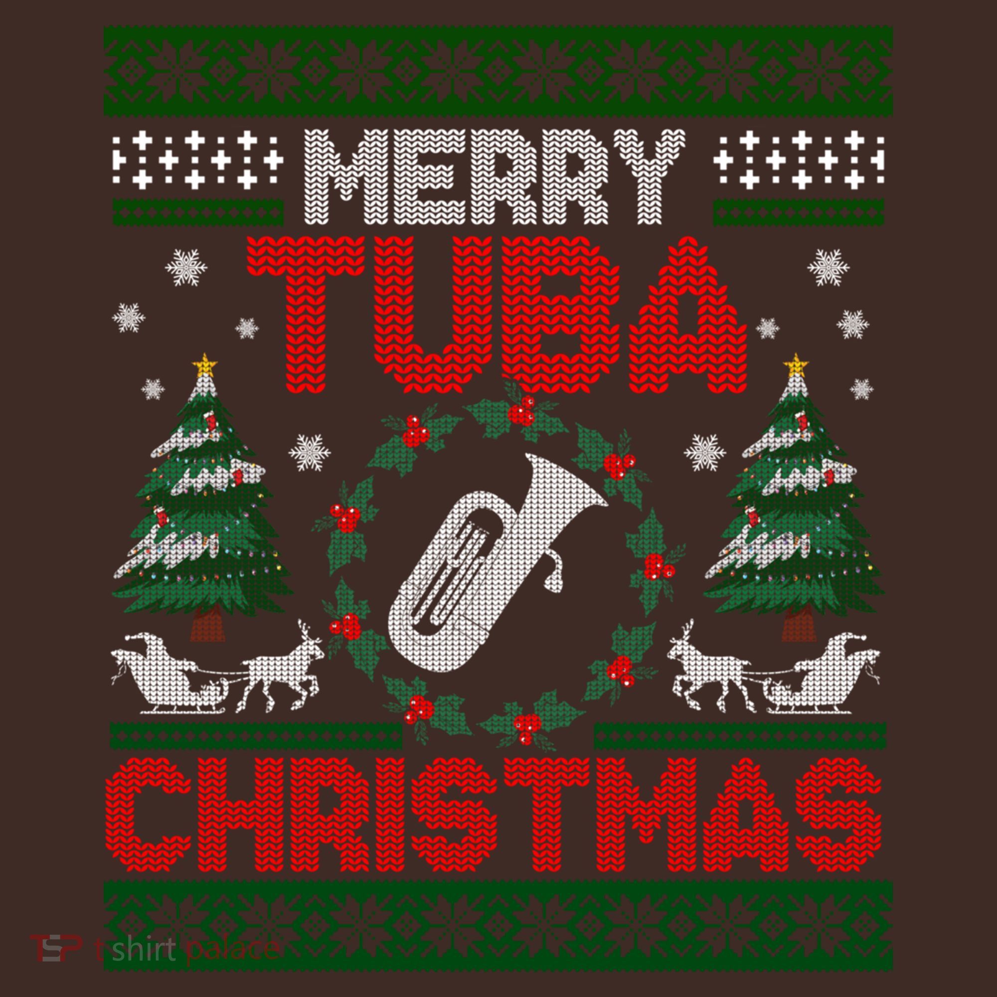 Merry Tuba Christmas Ugly Music Instrument Ugly Xmas T-Shirt
