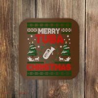 Merry Tuba Christmas Ugly Music Instrument Ugly Xmas Coaster thumb 0
