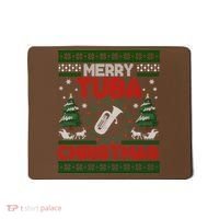 Merry Tuba Christmas Ugly Music Instrument Ugly Xmas Mousepad thumb 0
