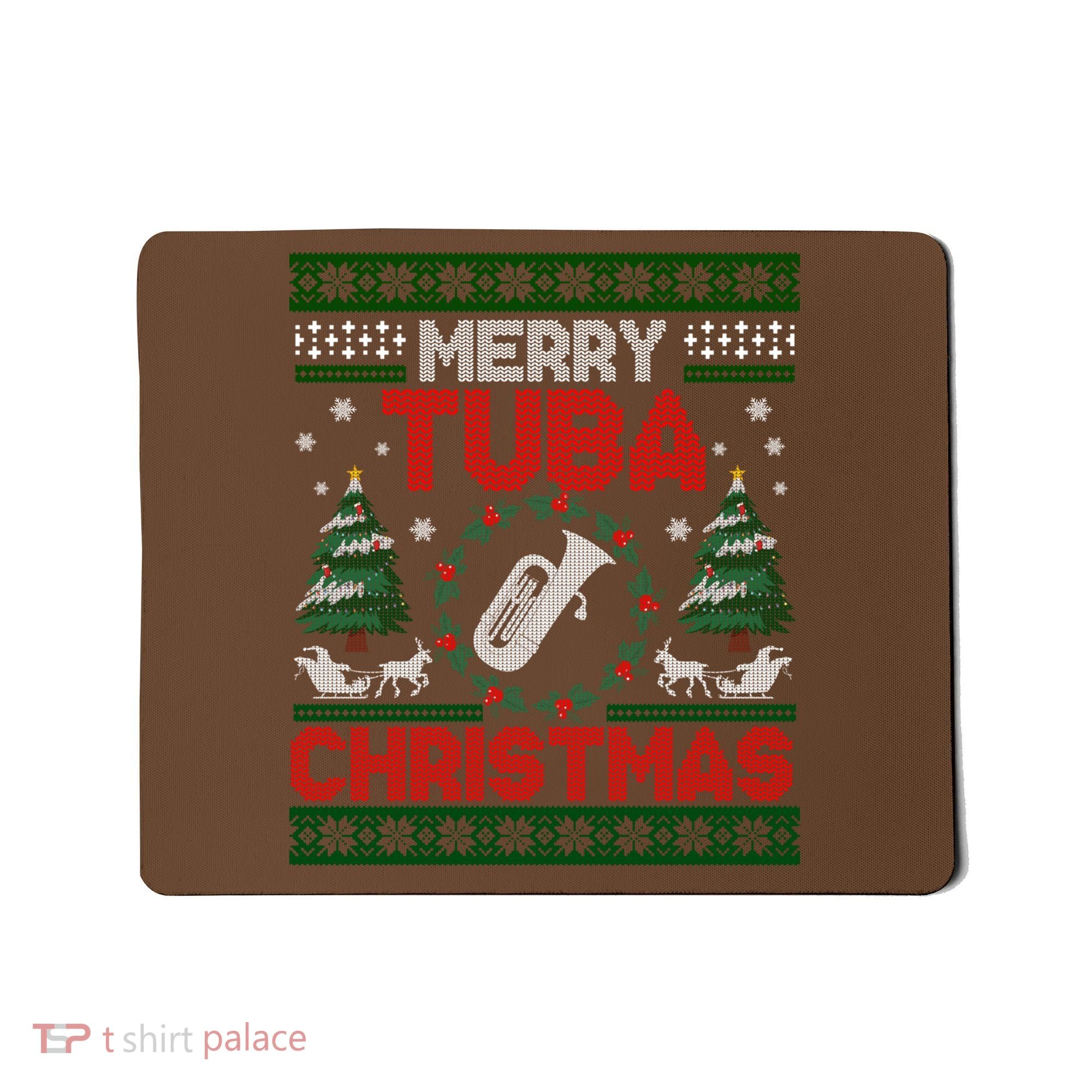Merry Tuba Christmas Ugly Music Instrument Ugly Xmas Mousepad