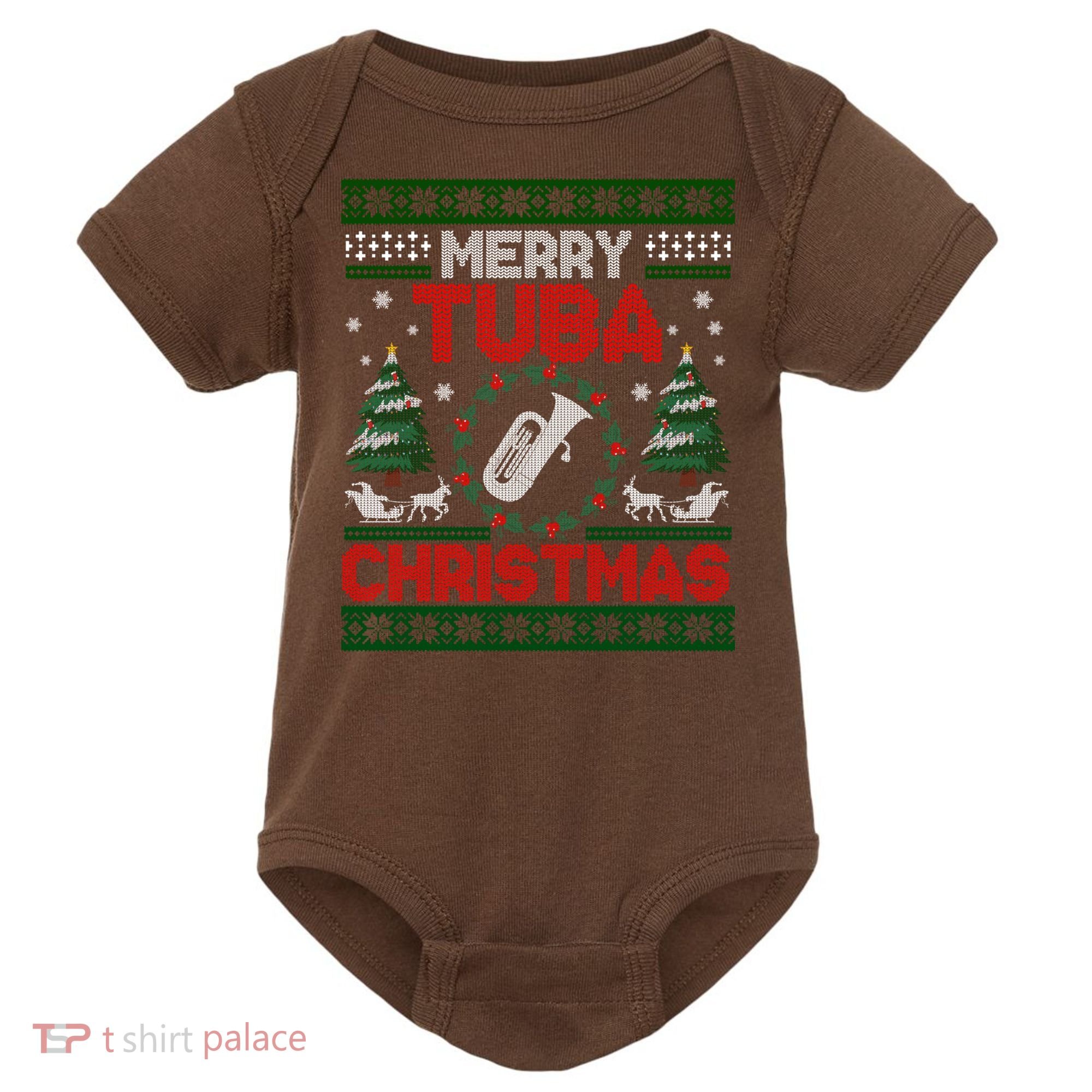 Merry Tuba Christmas Ugly Music Instrument Ugly Xmas Baby Bodysuit