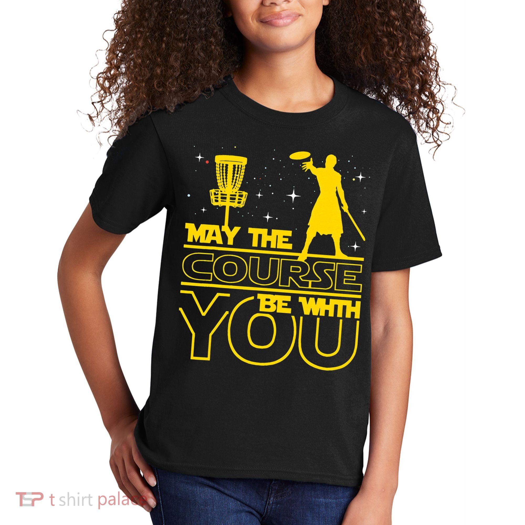 May The Course Be With You - Disc Golf Player Disc Golfer Kids T-Shirt