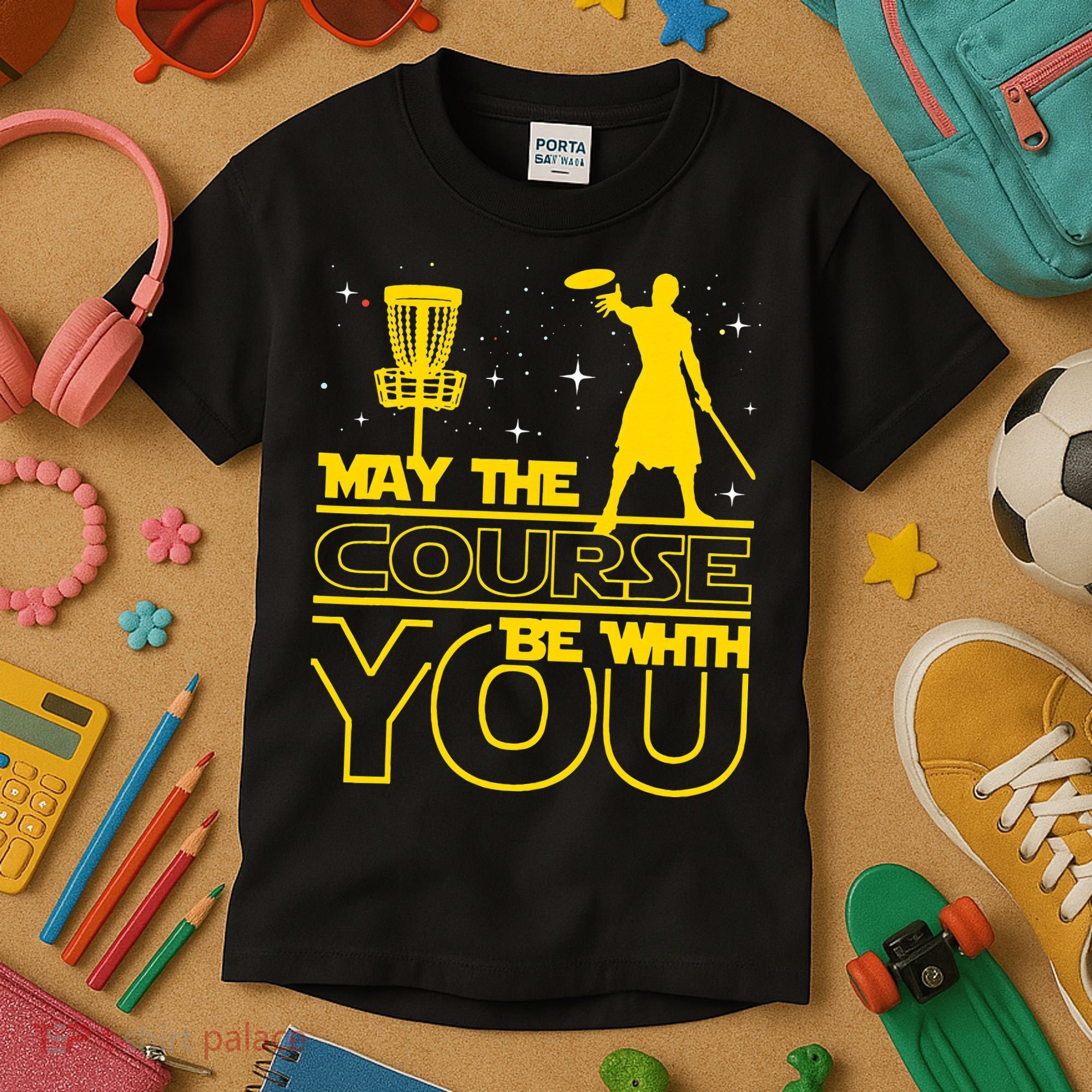 May The Course Be With You - Disc Golf Player Disc Golfer Kids T-Shirt